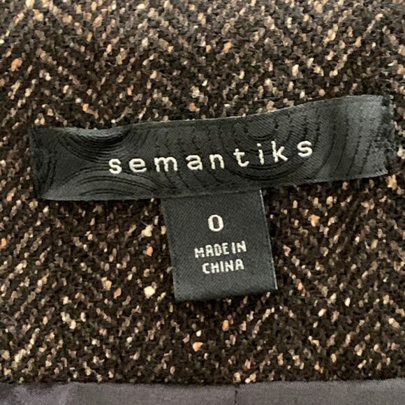 Semantiks Blazer Brown Tan Wool Blend Tweed Button Front Pockets Fitted Size 0 - Picture 2 of 13